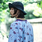 Chemise en tissu de kimono d’été yukata - ODORU DOLL/rouge et bleu - Motif de poupées, chemise « TEWSEN », étoffe wazarashi, chemise de style dabo, unisexe		